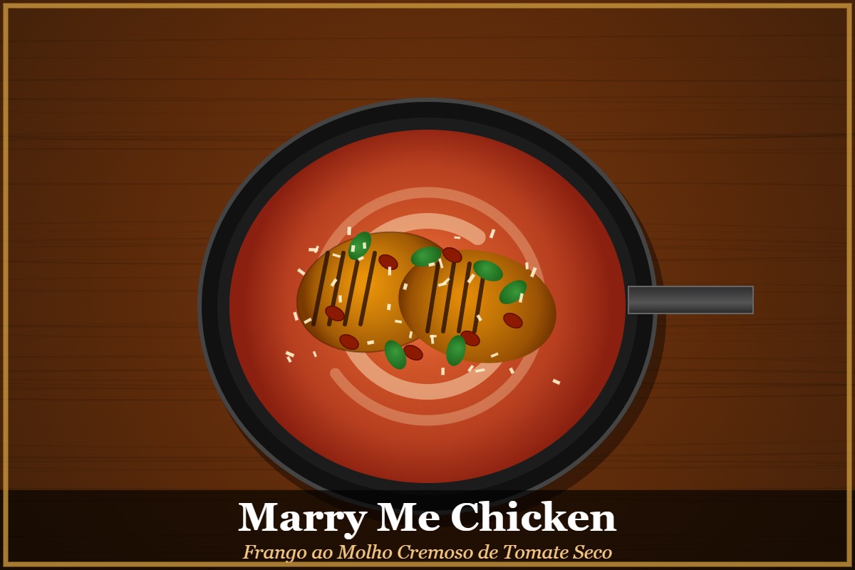 Marry Me Chicken - frango ao molho cremoso de tomate seco com manjericão e parmesão numa frigideira de ferro